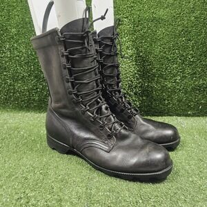 Vintage RO Search 1989 Combat Black Leather Military Boots Mens Size 10 R